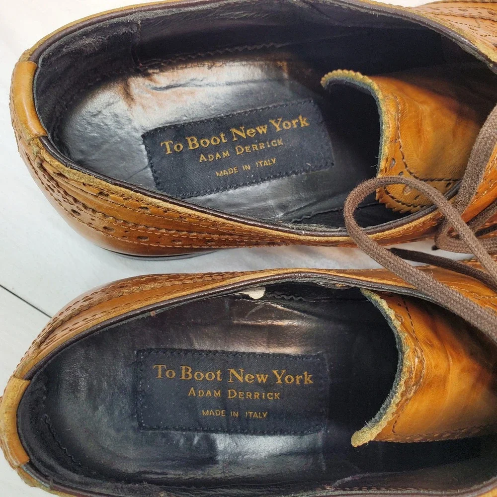 To Boot‎ New York Adam Derrick Mens Brown Leather Wingtip Brogue Oxfords 8.5 Lux
